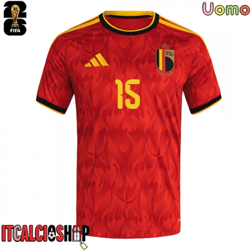 Belgio Thomas Meunier #15 Prima Maglia Mondiali 2026 Manica Corta